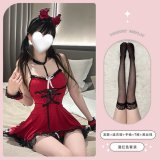 Burgundy suit + black stockings
