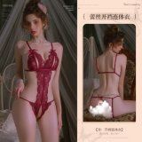 6921183365615 Burgundy [Single Open Crotch Bodysuit]