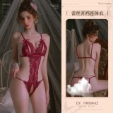 6921183365615 Burgundy [Single Open Crotch Bodysuit]
