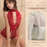 Burgundy (open-crotch bodysuit + open-crotch tights)