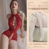 Burgundy (open-crotch bodysuit + open-crotch tights)