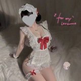 White + Red [Headwear + Apron + Bracelets + Leg Rings + T-shirt]