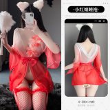 Red and white [cover-up + T-shirt and pants]