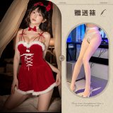Red and white open-crotch socks