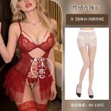 Red and white open-crotch socks
