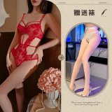 Red and white open-crotch socks
