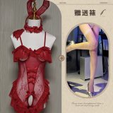 Burgundy + white fishnet stockings