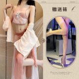 dusty rose color + white fishnet stockings