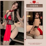 [Two-piece set] Rose Cheongsam + Hollowed-out Jumpsuit