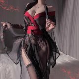 4353 Sexy Kimono + S3 Black Stockings