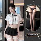 Sailor uniform + black brimless stockings