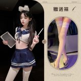Sailor uniform, white and blue + white stockings