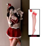 Two-piece Christmas outfit + red fishnet stockings