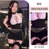 Secretary with a bodycon top and matching waist chain