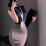 Secretary - Dark Gray [Top + Skirt + Name Tag + Thong]