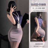 Secretary - Purple-gray color + garter stockings