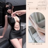 Secretary [Secretary outfit + bra chain + white open-crotch stockings]