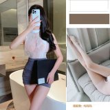 Secretary + White Open Crotch Socks
