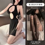 Sexy black + black ripped stockings