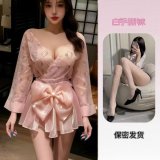 Sexy kimono + white ripped stockings