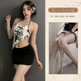 Sexy outfit + lace fishnet stockings
