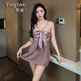 0803 [Breast Support] Light Purple Butterfly Nightgown + Panties (No Socks)