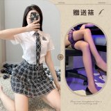 Top + skirt + tie + black stockings