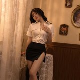 Top, short skirt, hat, stockings, gloves