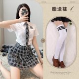 Top + skirt + tie + white school socks