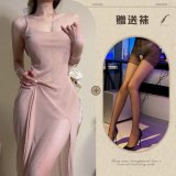 Nude skin tone + black open-crotch stockings