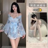 Sky blue suit + white stockings