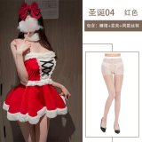 Nightgown set + hair clip + white open-crotch socks