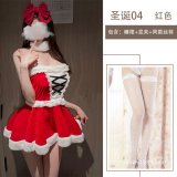 Nightgown set + hair clip + white fishnet stockings