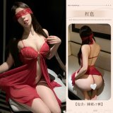 Wine-colored [nightgown + thong]