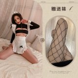 Serum-draining maid + fishnet stockings
