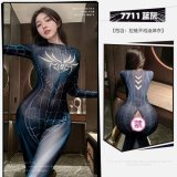 6974408089551◆Falling in Love with the Spider Woman◆Blue-Gray【Zip-Open Crotch Bodysuit】