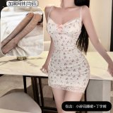 Sweet floral dress + black fishnet stockings