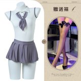 Student allure + black bow-tie stockings