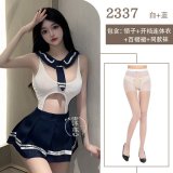 School uniform + white open-crotch socks