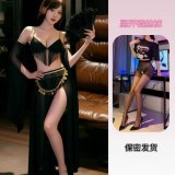 Set + Black Open Crotch Stockings