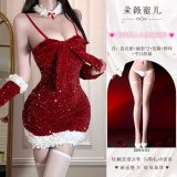 Sweet and alluring Christmas ◆ Sequined red + white boxer stockings