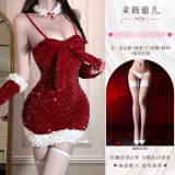 Sweet and alluring Christmas ◆ Sequined red + white lace stockings