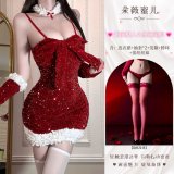 Sweet and alluring Christmas ◆ Sequined red + red lace stockings