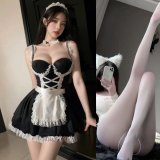 Sweet maid + white open-crotch stockings