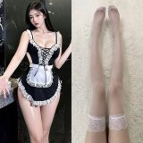 Sweet and alluring cute maid outfit [four-piece set] + white lace stockings