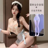 Sweet maid outfit + white open crotch stockings