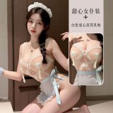 Sweet maid outfit + white heart-shaped tassel nipple covers
