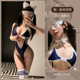 Swimsuit (one-piece) + neck ring + headband + eye mask + matching socks