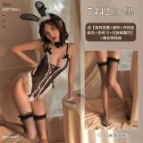 Tempting bunny girl + model-style stockings
