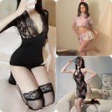 [3-Piece Set] Bodycon Skirt (with stockings) + Nurse (with stockings) + Cheongsam